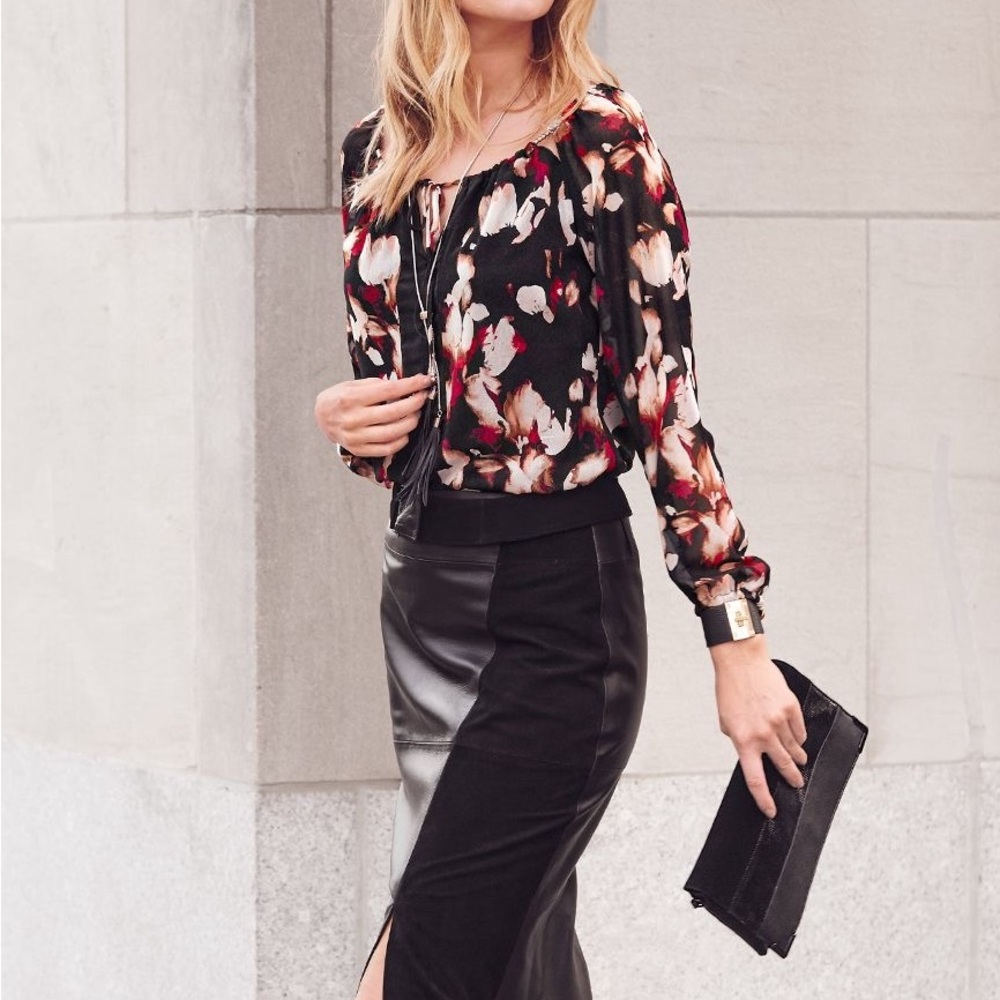 White House Black Market Black Leather Skirt